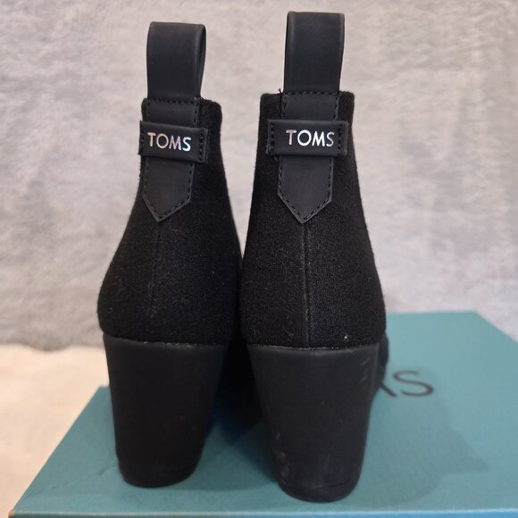 Toms Bailey Ankle Boot Booties Wedge Black Women's Size 7.5 New in Box *NOTES* - Picture 4 of 10